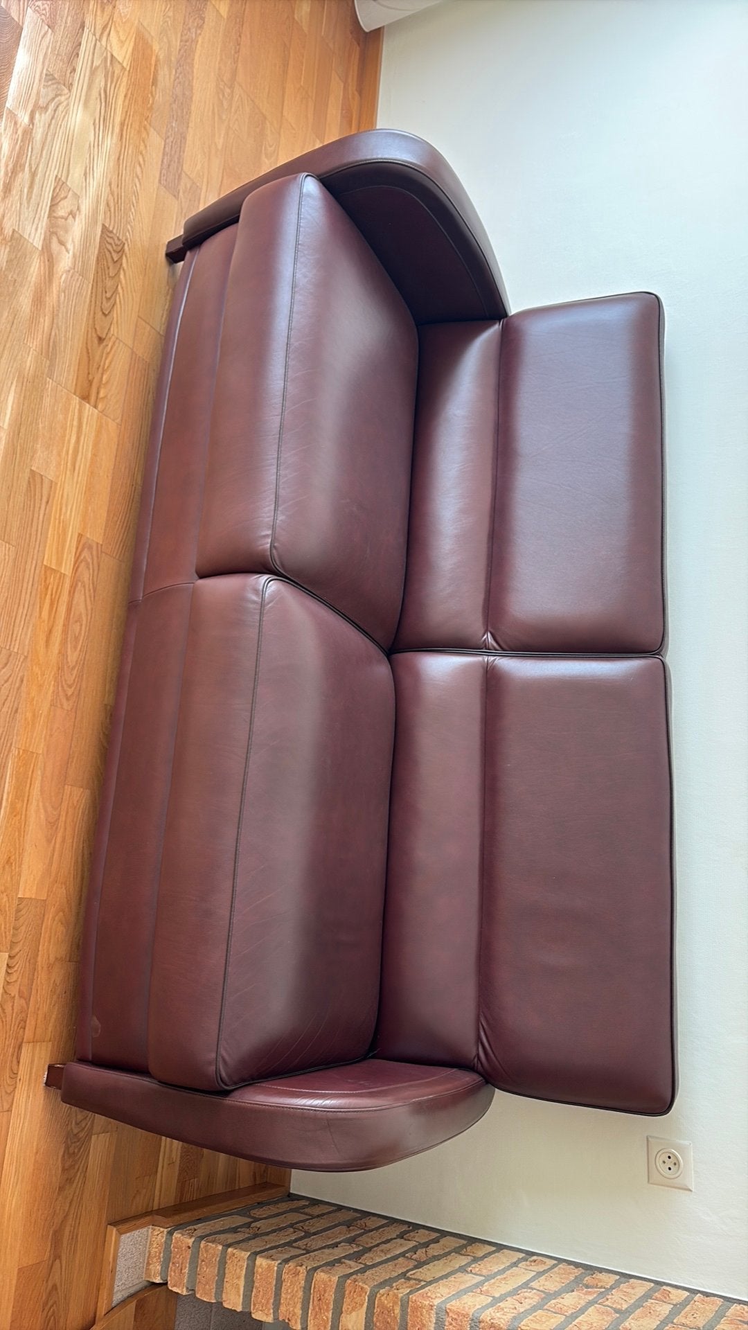2,5 zits bank aubergine kleur leer, Ophalen, Gebruikt, Tweepersoons, 200 tot 250 cm