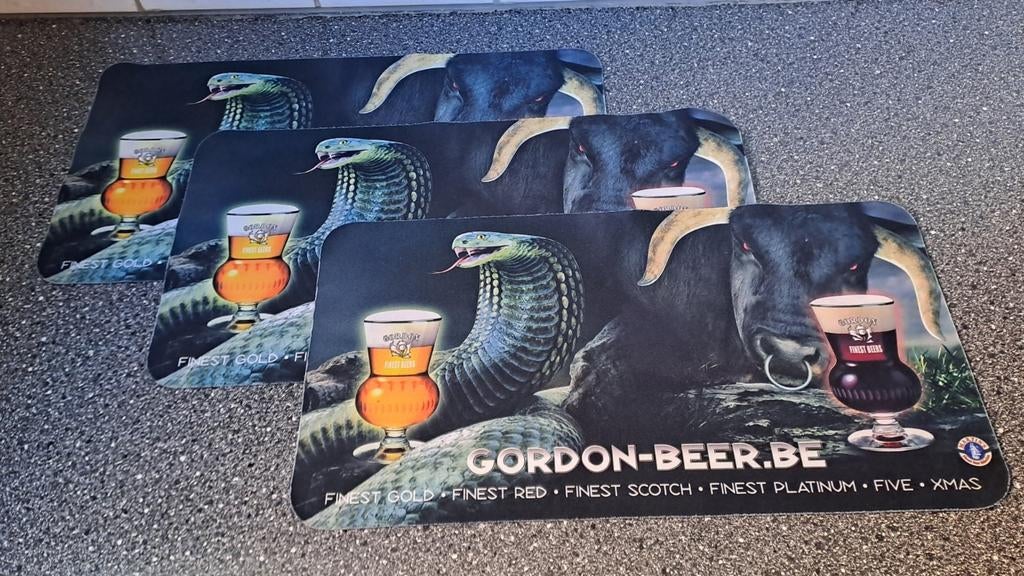 3x Gordon Finest Beer barmatjes, Ophalen of Verzenden, Zo goed als nieuw, Viltje(s), Overige merken