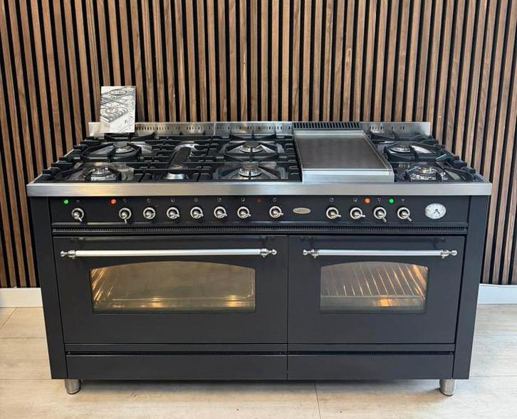 Luxe 8-pits Boretti Antraciet Fornuis 150cm (Gratisbezorgen), 5258sh, Ophalen of Verzenden, Zo goed als nieuw, Energieklasse A of zuiniger