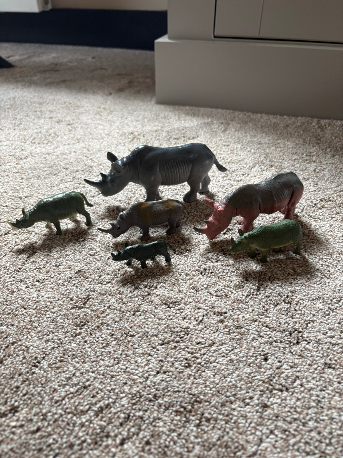 Set van 6 neushoorn speelgoedfiguren, Ophalen of Verzenden, Gebruikt, Jongen of Meisje