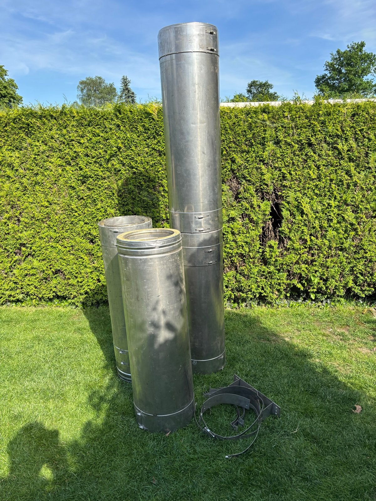 RVS dubbelwandige kachelpijpen 4 x1 meter, Ophalen of Verzenden, Gebruikt