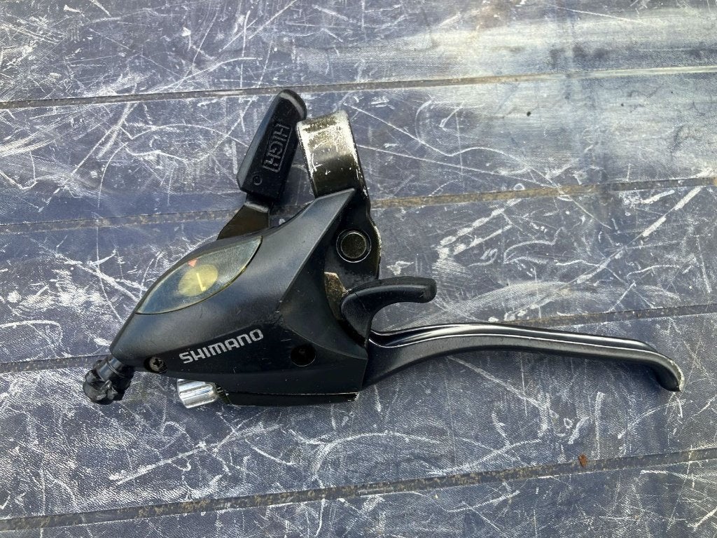 Shimano Altus linker shifter+remhevel ST-EF50-L 3 spd., Fietsen en Brommers, Fietsonderdelen, Gebruikt, Kinderfiets, Kunststof