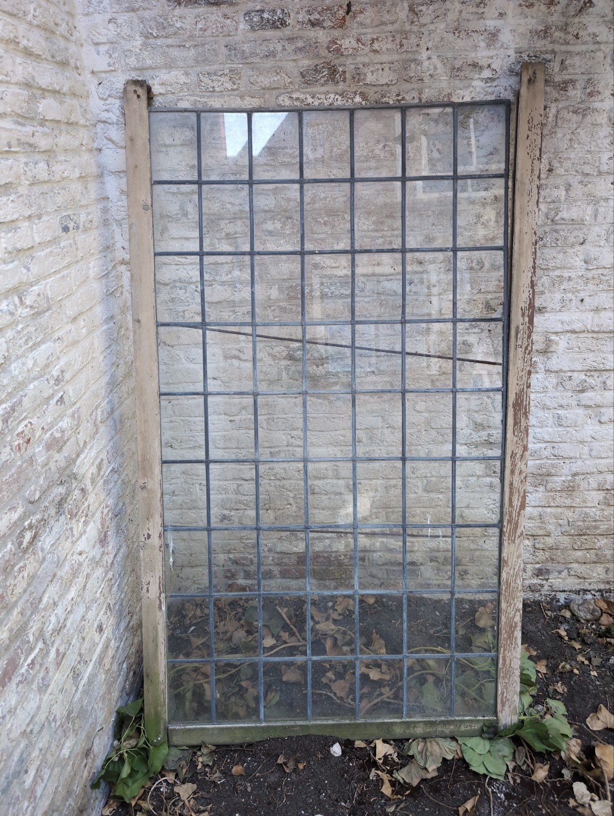 oud glas in lood raamwerk, Tuin en Terras, Ophalen, Minder dan 3 meter, Hout, 1 tot 2 meter