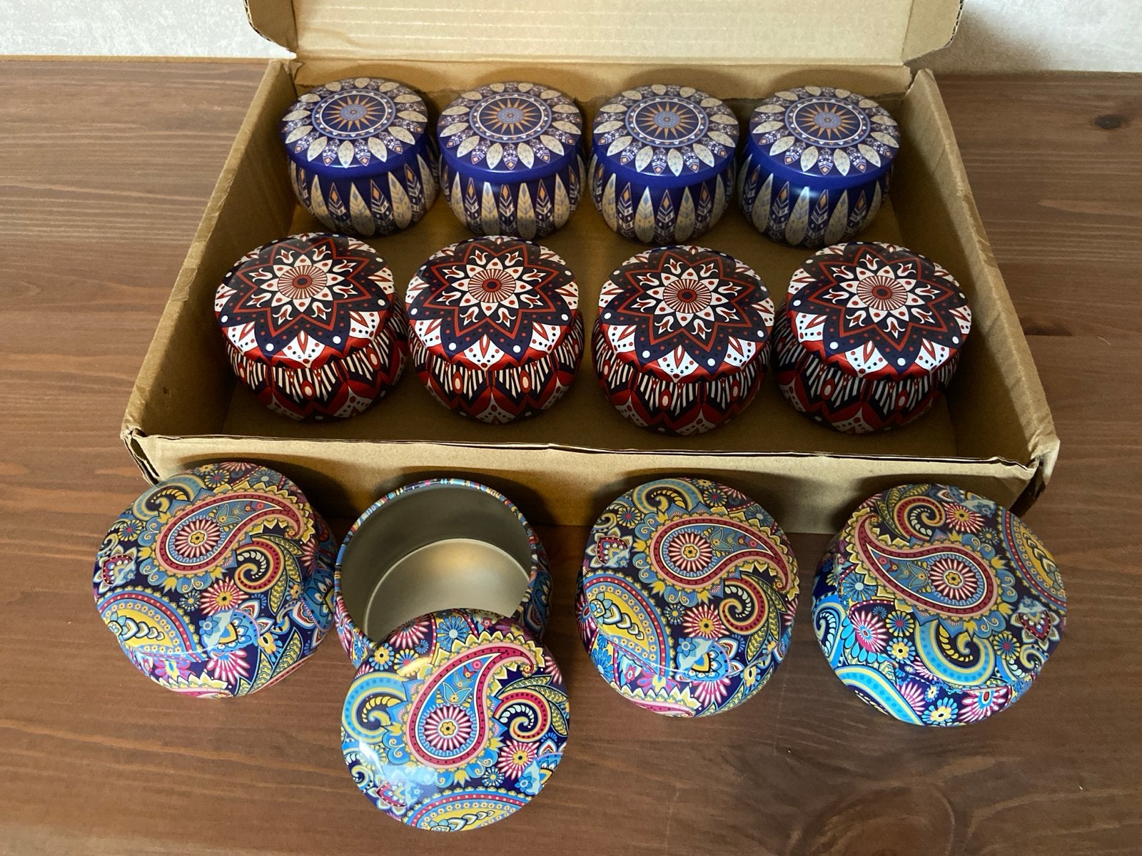 Set van 12 decoratieve blikjes (4 oz) met patronen, Ophalen of Verzenden, Nieuw