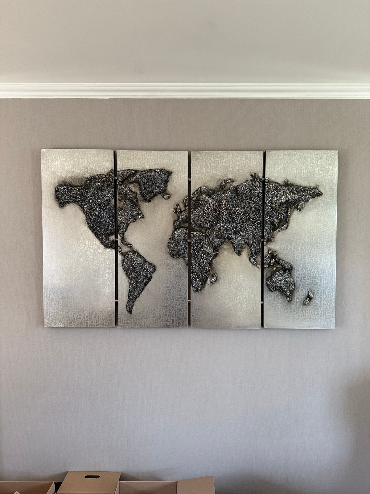 Wereldkaart Wanddecoratie, Ophalen, Zo goed als nieuw, Zilver