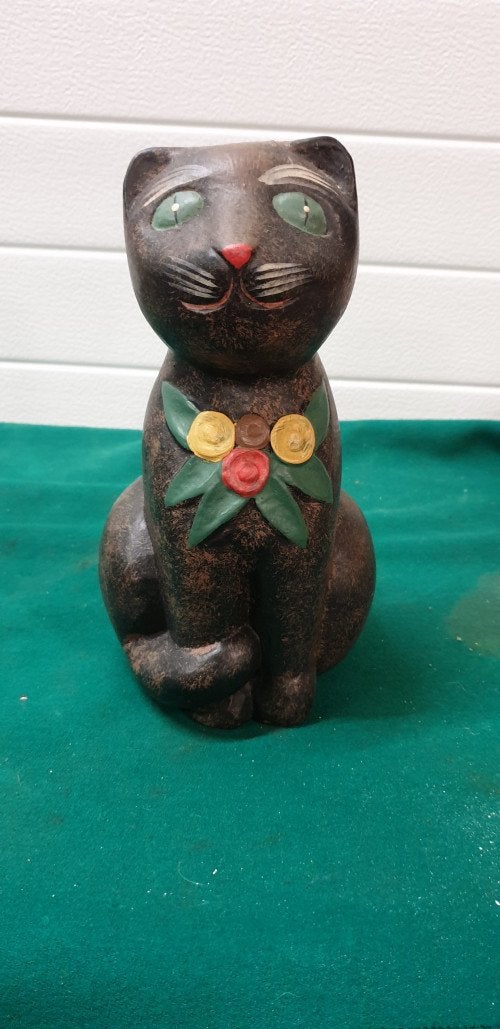 -	Poes houtsnijwerk beeld, Ophalen of Verzenden