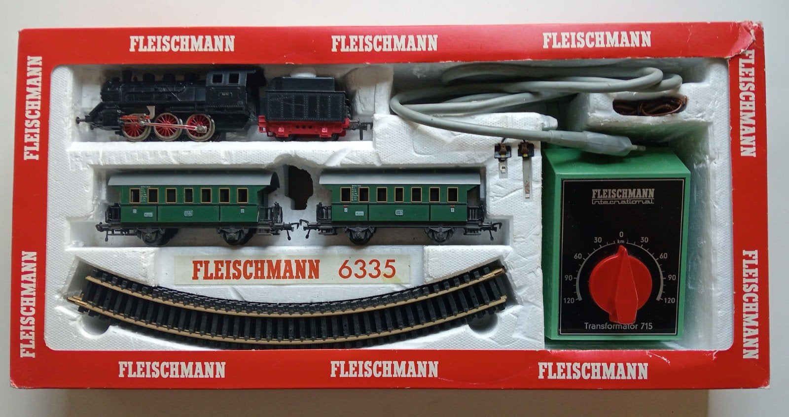 Fleischmann beginset 6335 met stoomlocomotief, wagons, rails, Treinset, Gelijkstroom, Fleischmann, Ophalen of Verzenden