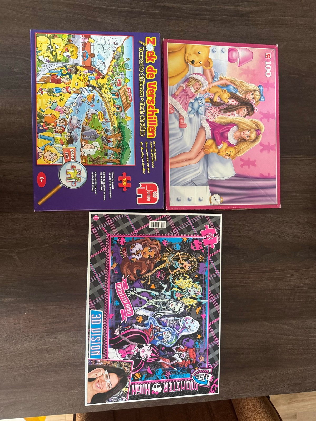 3 Puzzels: Zoek de Verschillen, Barbie en Monster High, Ophalen of Verzenden, Gebruikt, 6 jaar of ouder