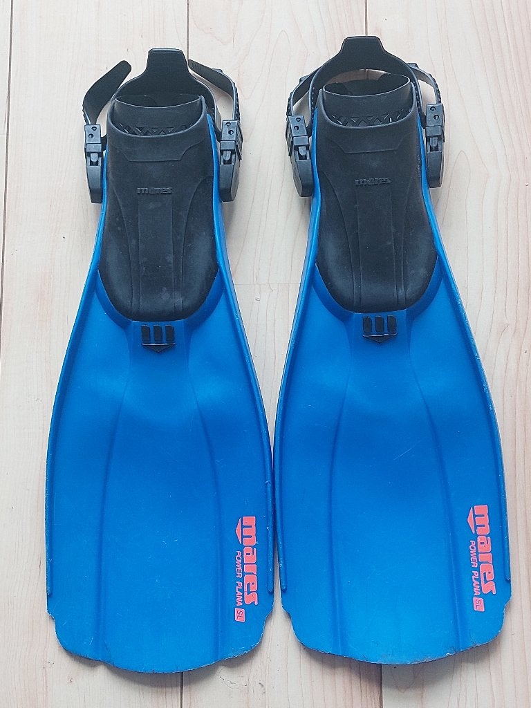 Mares Power Plana SL Duikvinnen XL blauw met spring straps, Ophalen of Verzenden, Gebruikt, Zwem- of Duikvliezen