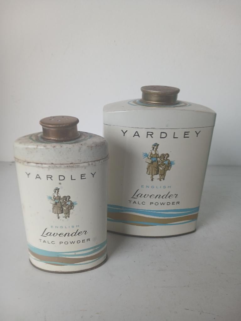 2 VINTAGE bussen Yardley Lavendel talkpoeder 100 en 200 gr, Verzamelen, Parfumverzamelingen, Verzenden, Zo goed als nieuw, Overige typen