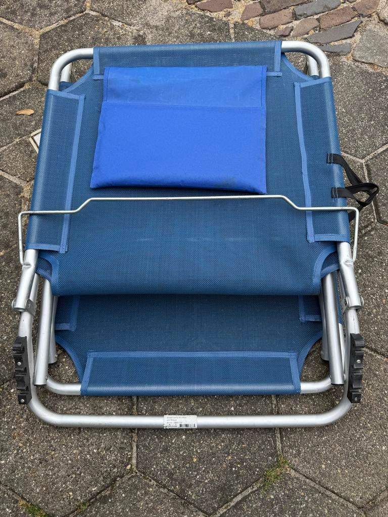 Opvouwbare aluminium camping stretcher - blauw, Ophalen, Gebruikt, Campingstoel