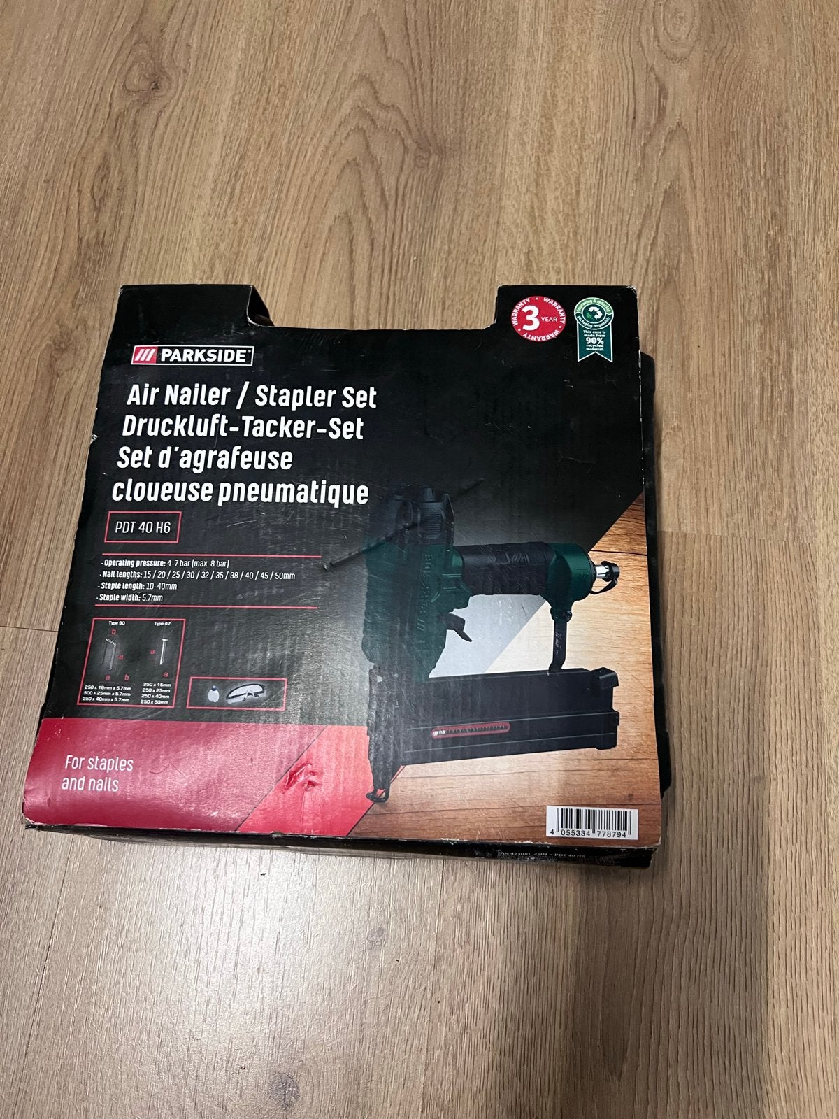 Parkside PDT 40 H6 Pneumatische Tacker / Nietmachine, Doe-het-zelf en Verbouw, Gereedschap | Handgereedschap, Ophalen of Verzenden