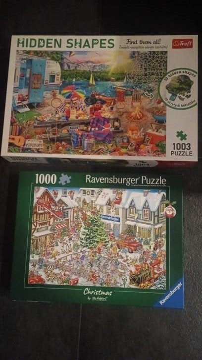 2 puzzels, Trefl Hidden Shapes. Ravensburger Christmas, Ophalen of Verzenden, 500 t/m 1500 stukjes, Zo goed als nieuw