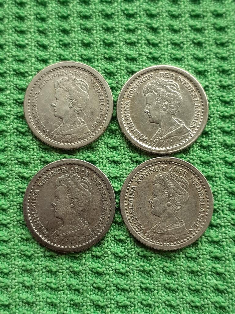 Lotje zilveren dubbeltjes, sterk verlaagd in prijs, Ophalen of Verzenden, Koningin Wilhelmina, 10 cent, Zilver