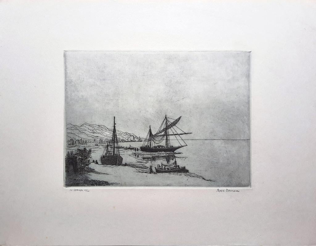 Spanje 21/40 - Kunstenaar: Poppe Damave, 33 cm, 43 cm, Ophalen of Verzenden, Gesigneerd