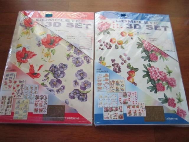 2 sets 3D kaarten,77 plakplaatjes.4xscrapbook.Doos kaarten., Ophalen of Verzenden, Nieuw, Papier of Karton, Knutselmateriaal