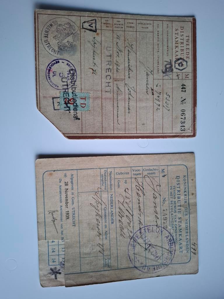 2 distributie stamkaarten bonkaarten wo2 documenten, Verzamelen, Militaria | Tweede Wereldoorlog, Ophalen of Verzenden, Duitsland