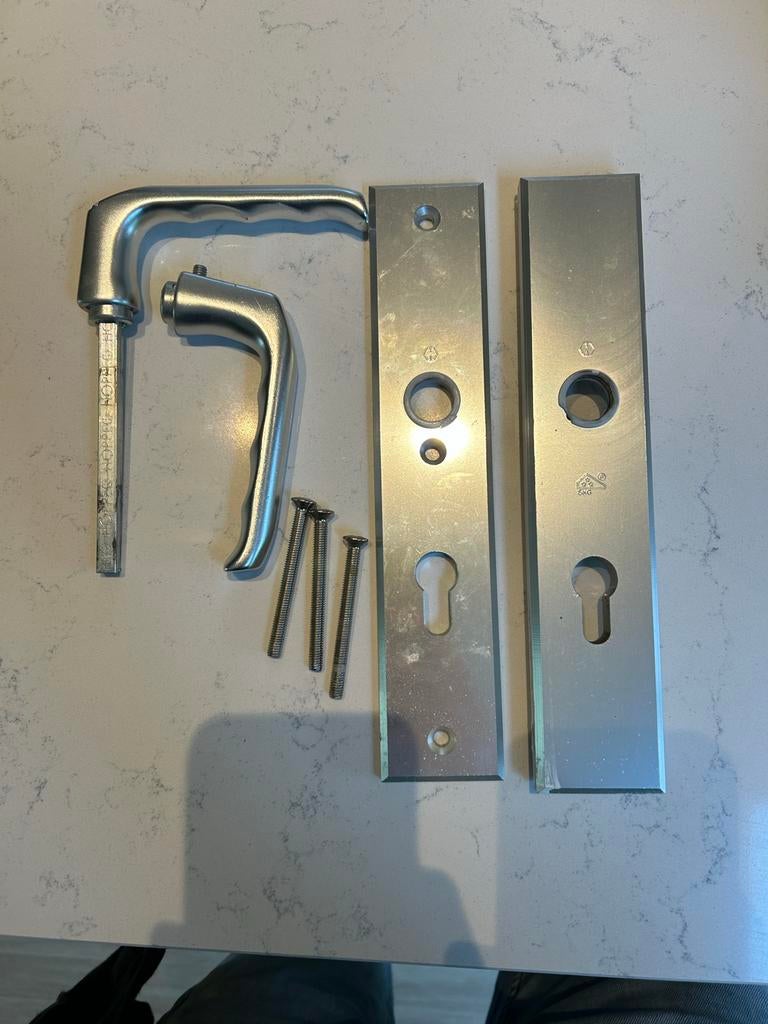 Deurbeslag Hoppe aluminium (PC maat 72), Doe-het-zelf en Verbouw, Hang- en Sluitwerk, Ophalen, Zo goed als nieuw, Overige materialen
