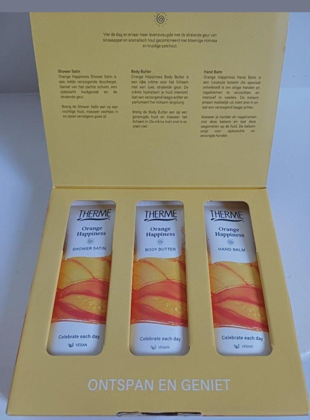 therme Orange Hapinesse Welness box, Ophalen of Verzenden, Nieuw, Bodylotion, Crème of Olie