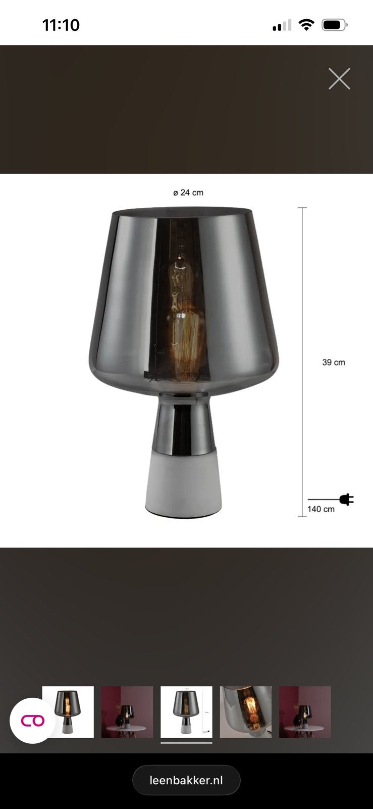 Moderne tafellamp met betonnen voet (2 sts), Ophalen, Nieuw, Glas, Minder dan 50 cm