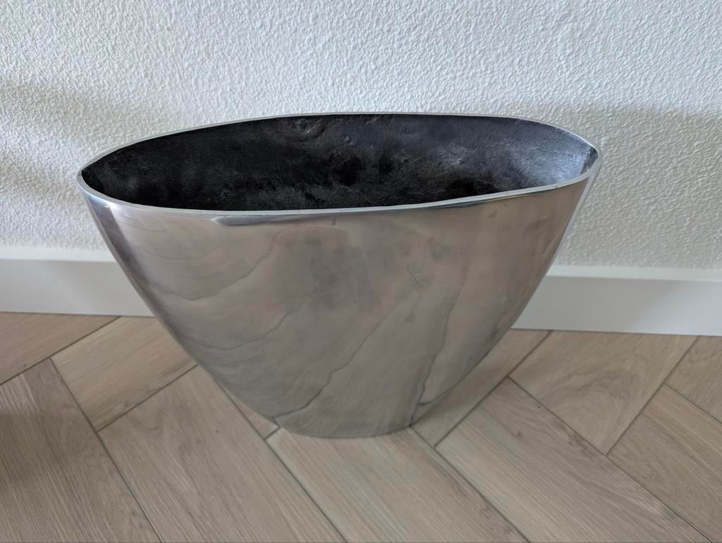 Grote zilverkleurige vaas 40 cm hoog, Overige kleuren, Ophalen of Verzenden, Minder dan 50 cm, Glas