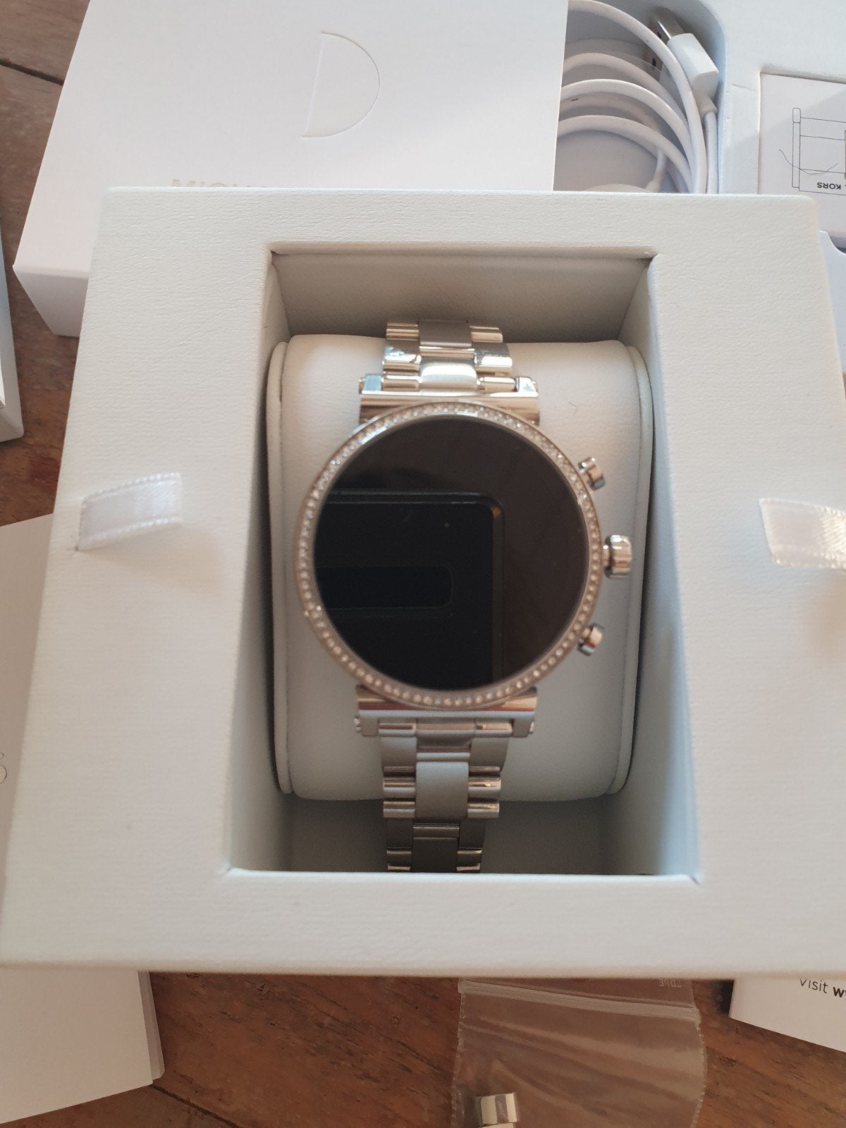 Michael Kors Access Smartwatch - Zilver met Strass, Michael Kors, Ophalen of Verzenden, Zo goed als nieuw, Hartslag