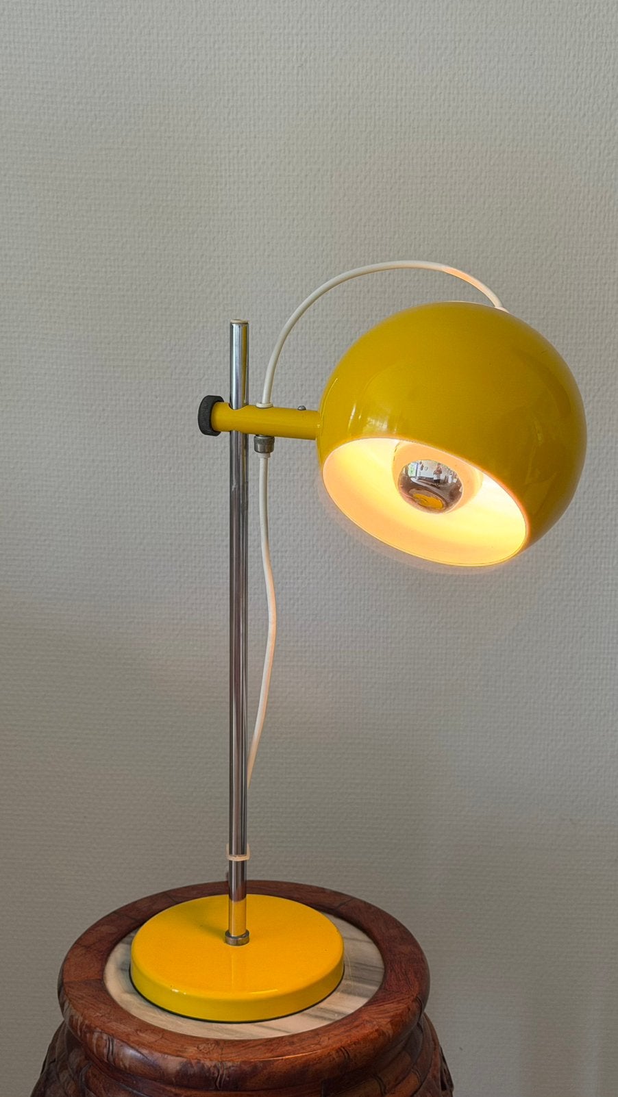 Vintage bureaulamp bollamp eyeball lamp jaren ‘60-‘70., 50 cm, Bureaulamp, Gebruikt, Vintage