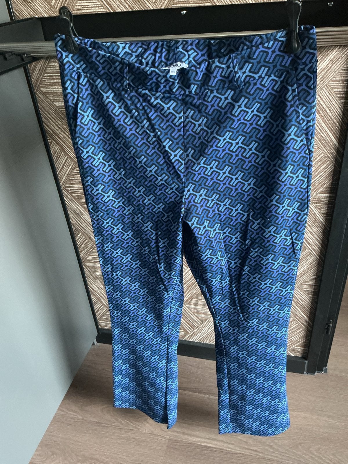 ZOSO Broek met geometrisch patroon - Maat XXXL, Blauw, Maat 46/48 (XL) of groter, Ophalen of Verzenden, Zo goed als nieuw