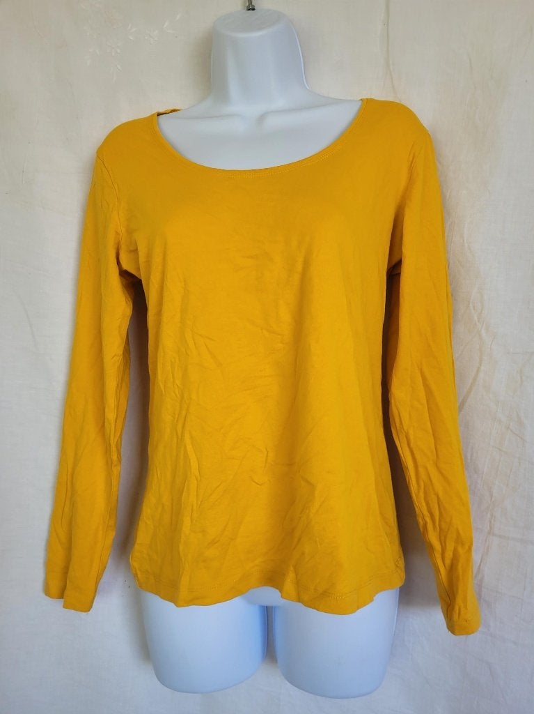 Mooie okerkleurige longsleeve mt M merk Annie Rolfi, Maat 38/40 (M), ., Geel, Ophalen of Verzenden