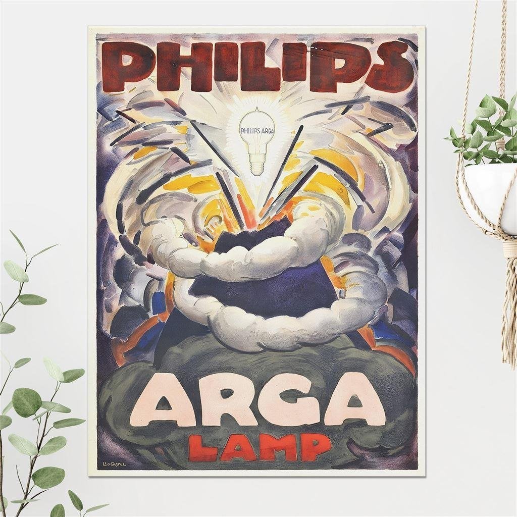 PHILIPS Arga Lamp Art Deco Reclame poster, Verzamelen, Verzenden, Nieuw, Overige typen