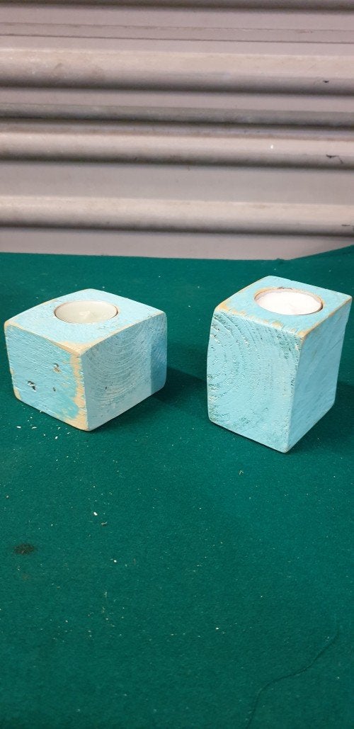Theelichthouders van hout, strand, 2 stuks, Ophalen of Verzenden, 'T Olde Gre-j, Info@toldegrej.nl, Endepoelstraat 20f Didam