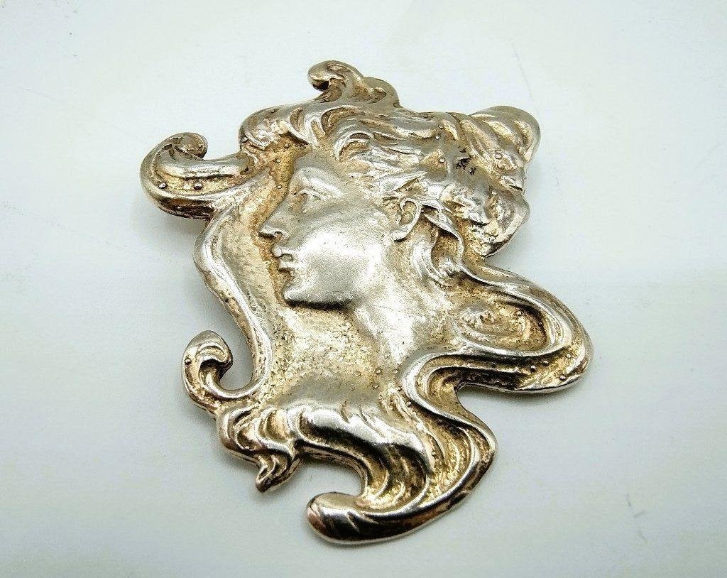 Zilveren broche, art nouveau, kan tevens als ketting hanger, Info@zilverwebsite.nl, Verzenden, Zo goed als nieuw, Zilverwebsite.nl