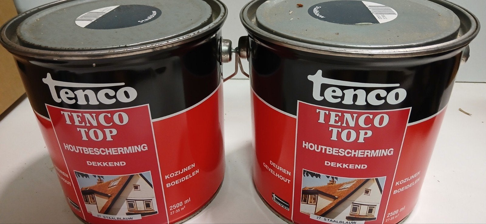 Tenco Top houtbescherming 2x2.5ltr kleur staalblauw, Ophalen of Verzenden, Blauw