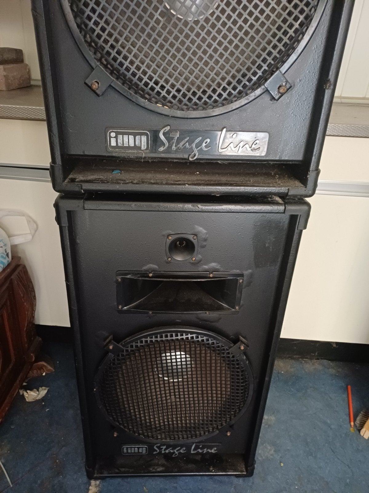 2 Stage Line speakers in goede staat, Ophalen, Gebruikt, Stereo speakers, Overige merken