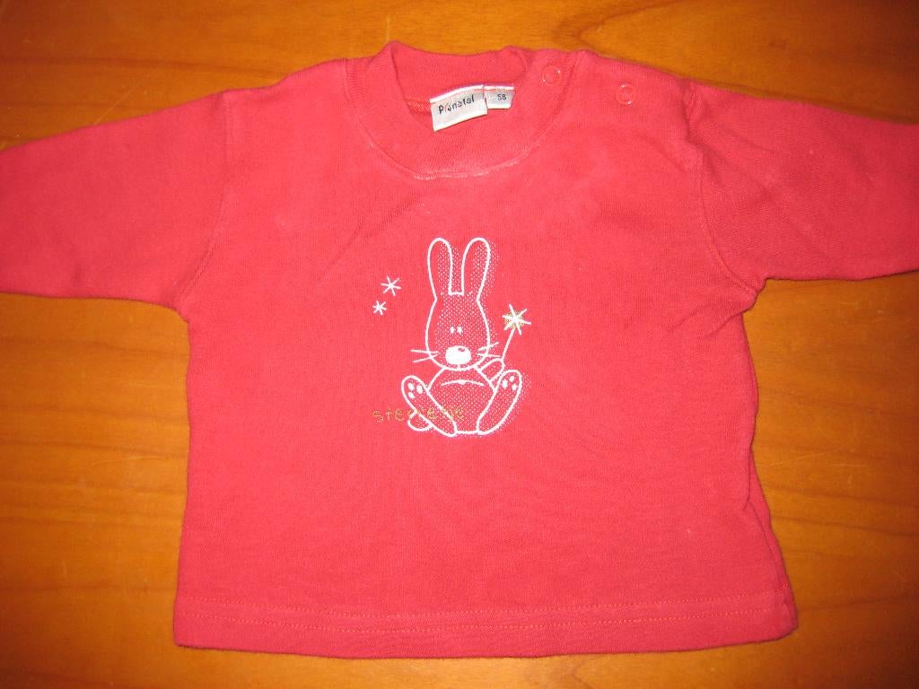 Rood shirt met haas, 56, Prenatal, Ophalen of Verzenden, Zo goed als nieuw, Jongetje of Meisje, Shirtje of Longsleeve