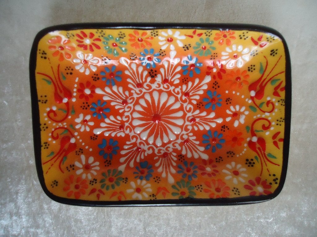 Zeepbakje keramiek met 3D-patroon handgeschilderd, Ophalen of Verzenden, Nieuw, Meerkleurig, Zeepdispenser/zeepbakje