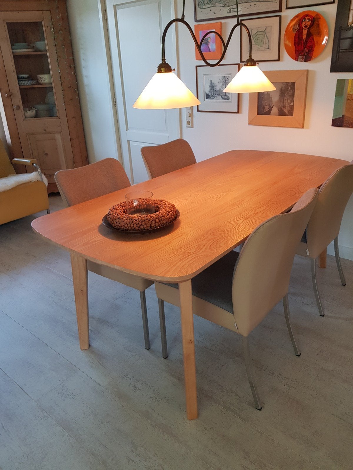 Eettafel met 4 Bert Plantagie Duo stoelen, Huis en Inrichting, Tafels | Eettafels, Gebruikt, 50 tot 100 cm, Vijf personen of meer