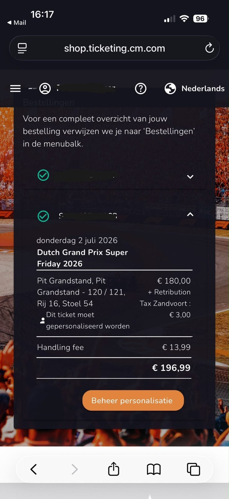Dutch GP Vrijdag Zandvoort Formule 1, Eén persoon, Augustus