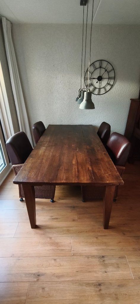 Massief eikenhouten eettafel (handgemaakt), Ophalen, Gebruikt, 4 tot 6 stoelen