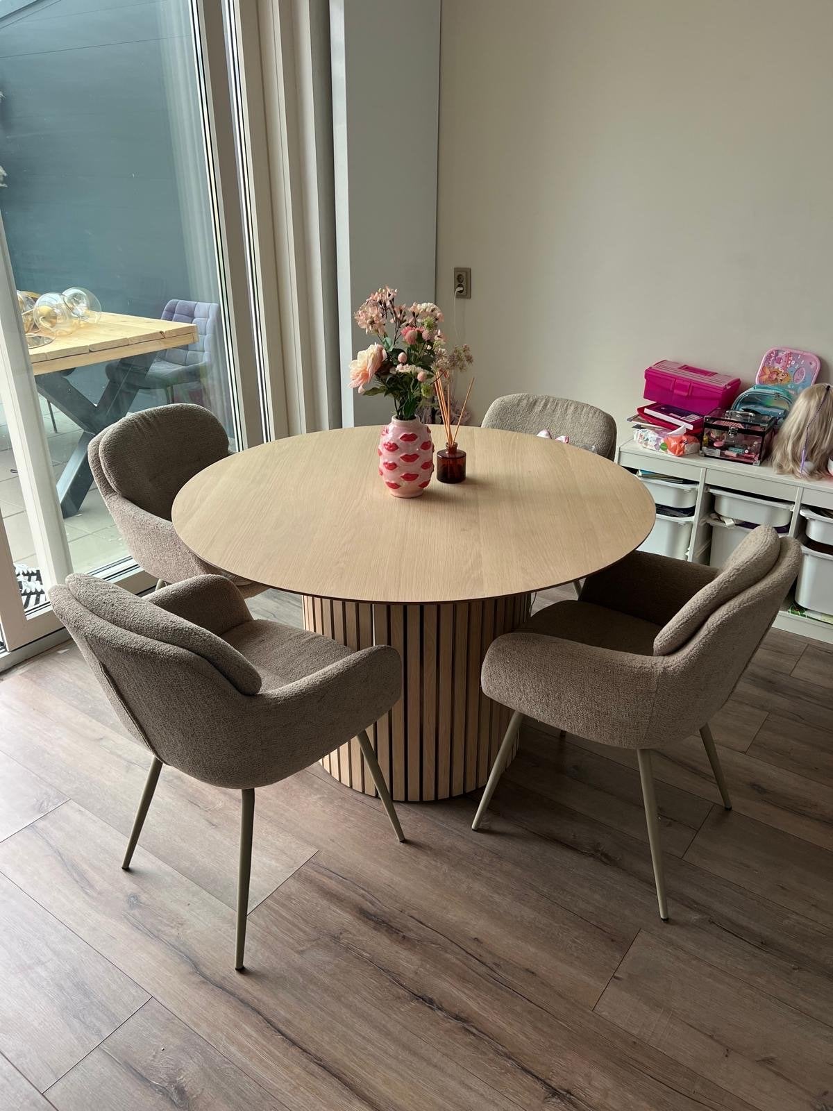 Moderne eettafel met 4 stoelen, Ophalen, Gebruikt, Overige kleuren, Vier