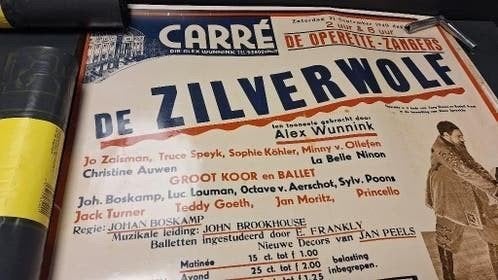 Oude Affiche De Zilverwolf 1940 Carré Operette-Zangers, Ophalen of Verzenden