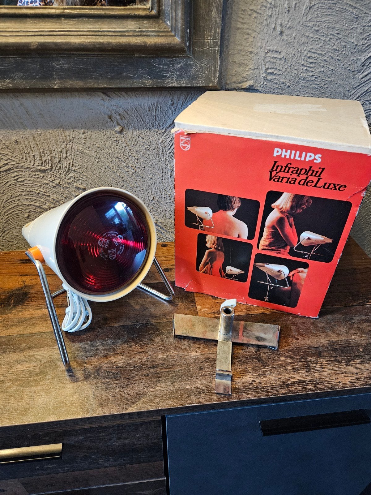 Vintage zgan philips Infraphil Varia de Luxe Infraroodlamp, Diversen, Ophalen of Verzenden, Zo goed als nieuw