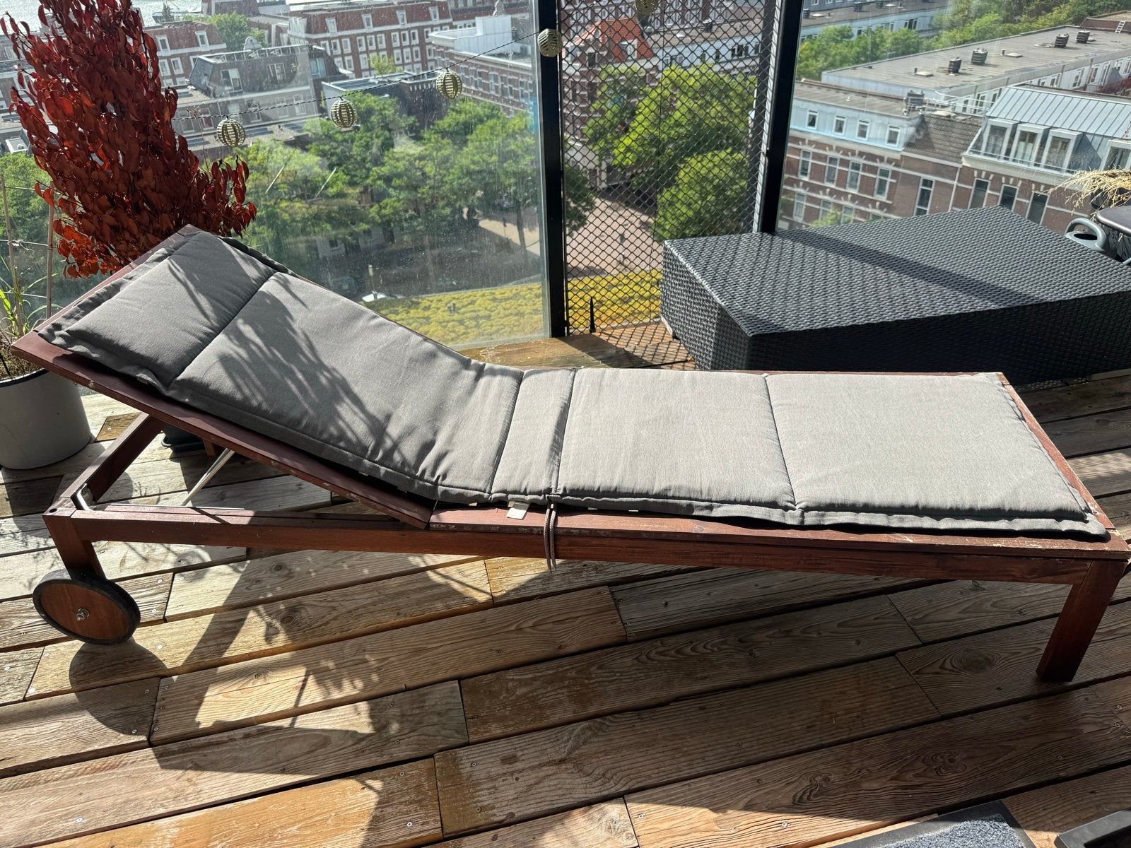2x Ikea houten ligstoel met kussen, Ophalen, Gebruikt, Hout