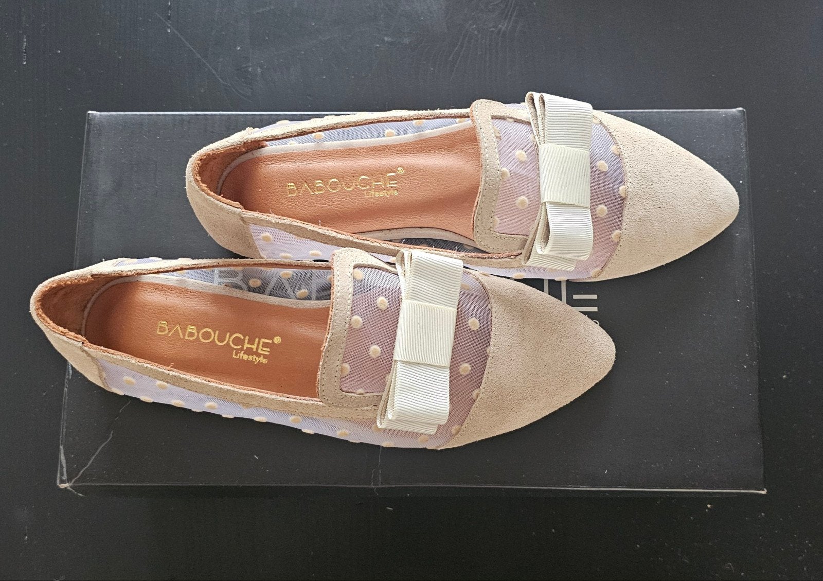 Babouche Lifestyle Ballerina's met strik - nieuw, Nieuw, Babouche Lifestyle, Beige, Ballerina's
