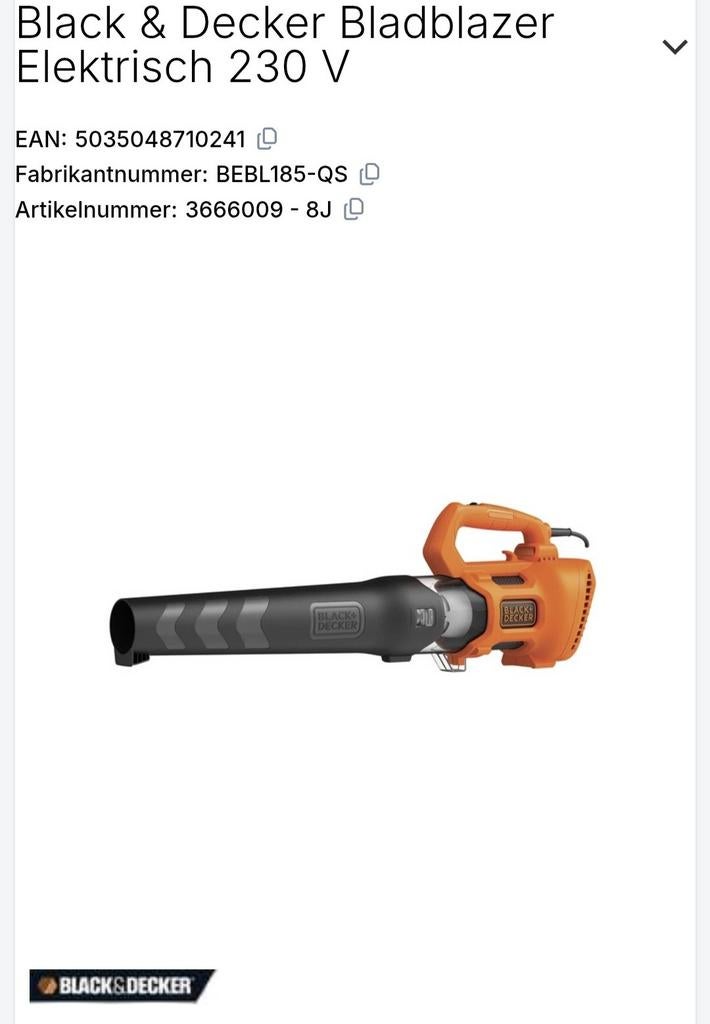 Black & Decker Bladblazer Elektrisch 230 V, Handgedragen, Nieuw, Ophalen of Verzenden, Black & Decker