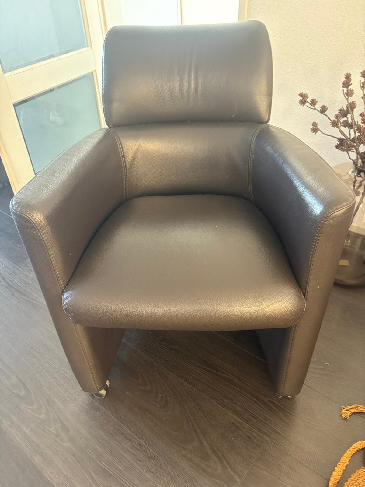 6 echte leren eettafel stoelen., Ophalen, Zo goed als nieuw, 75 tot 100 cm