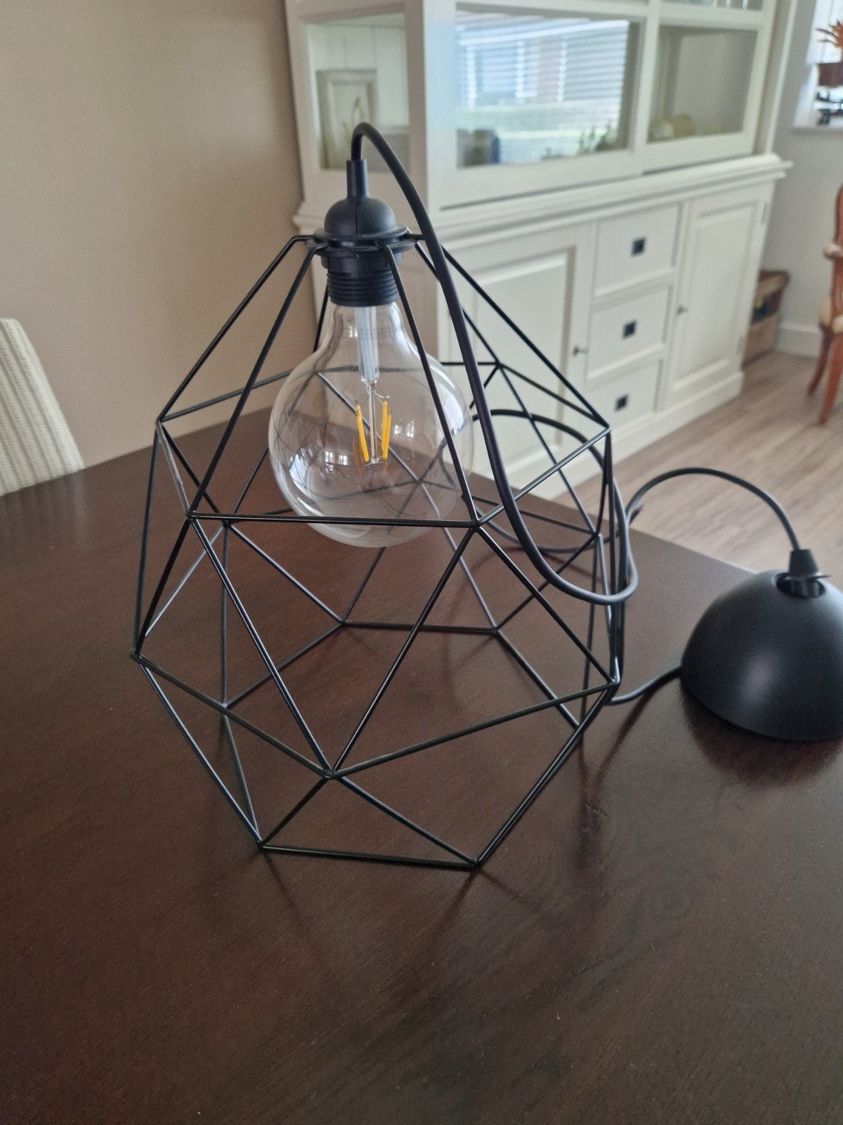 draad plafondhanglamp met sierledlamp industrieel nieuw, Zo goed als nieuw, Metaal, Industrieel, E27 (groot)