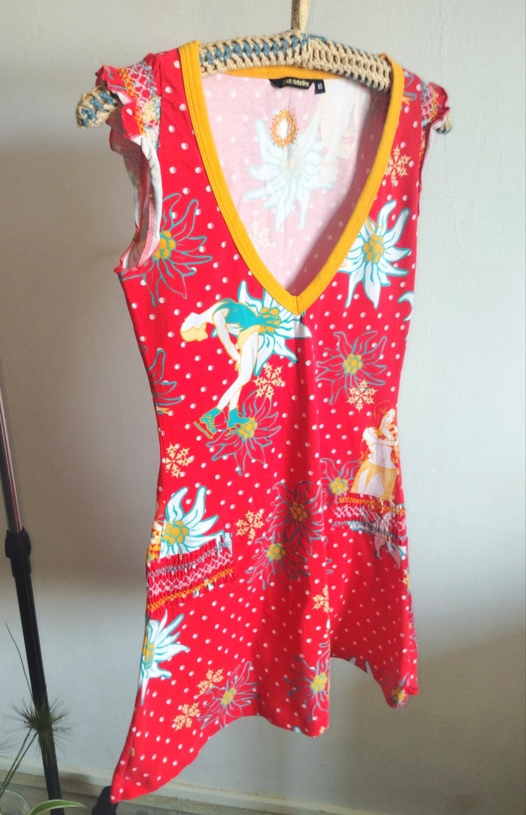 Unieke Rode Jurkje met Hula Print van Gsus Sindustries, Nieuw, Ophalen of Verzenden, Sus Industries, Maat 34 (XS) of kleiner