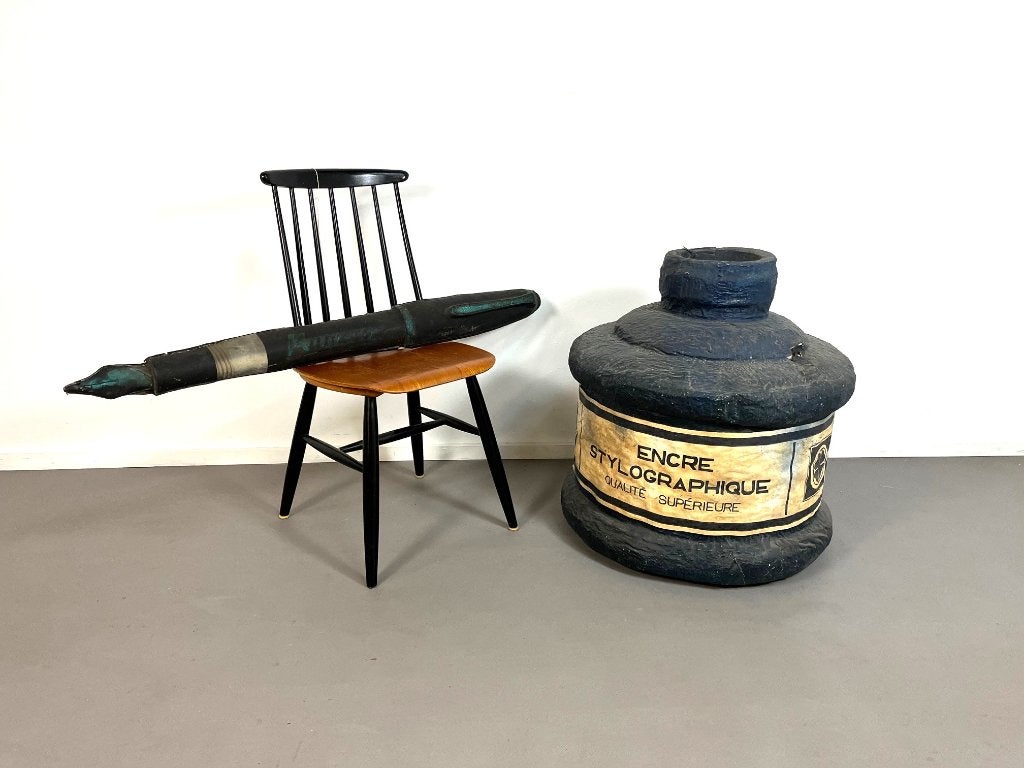 XXL papier maché reclame object van inktpot met inkt pen, Verzamelen, Ophalen, Reclamebord