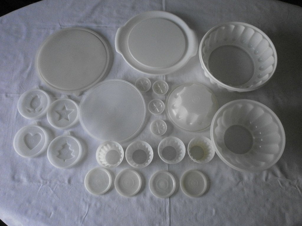 Tupperware  Pudding, Tulbandvorm, 4 Kleine vormen, onderbord, Huis en Inrichting, Keuken | Tupperware, Ophalen of Verzenden, Gebruikt
